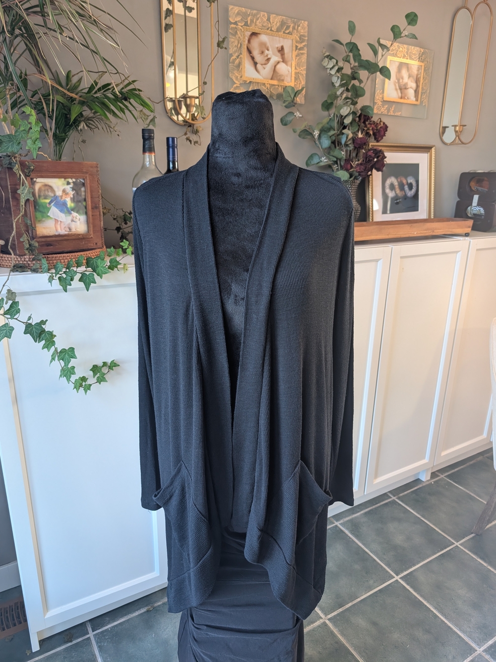 Derek Heart Black Open-Front Women's Cardigan with Pockets